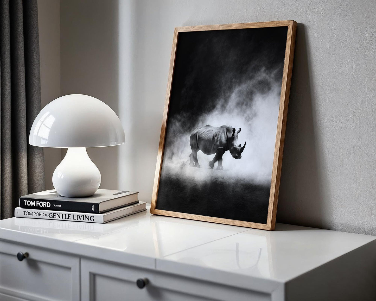 Wildlife Poster | Rhino Print | Minimalist Black & White Safari Photography wall art print, minimalist black and white poster, modern Scandinavian wall decor, Monohaus