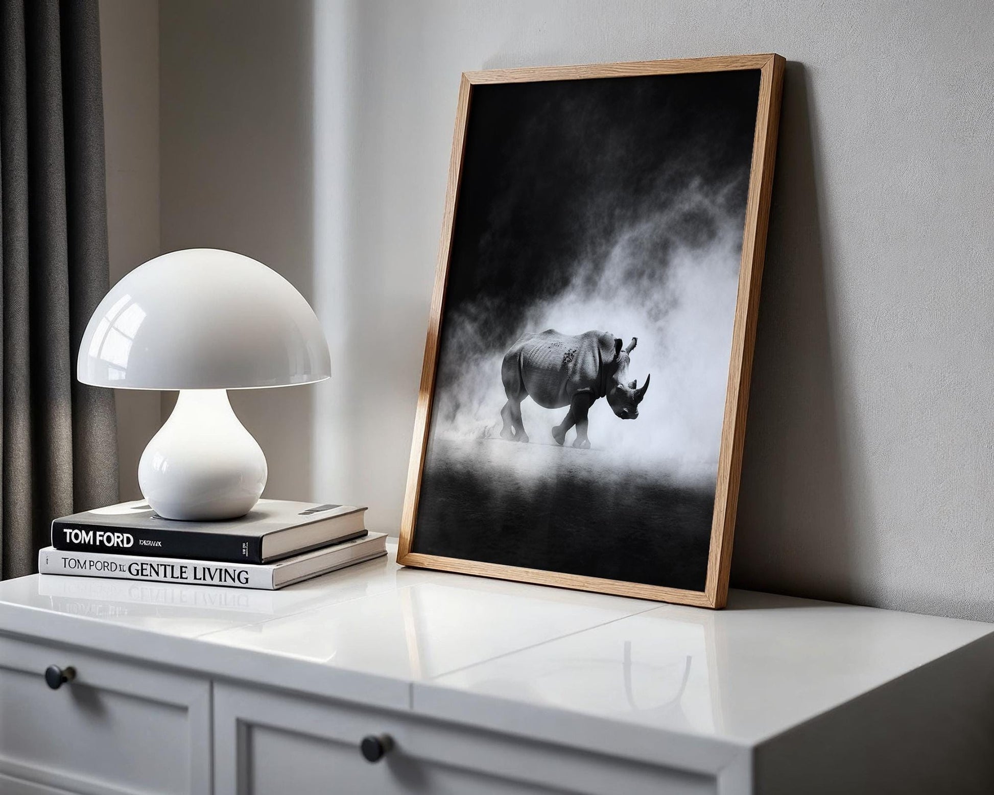 Wildlife Poster | Rhino Print | Minimalist Black & White Safari Photography wall art print, minimalist black and white poster, modern Scandinavian wall decor, Monohaus