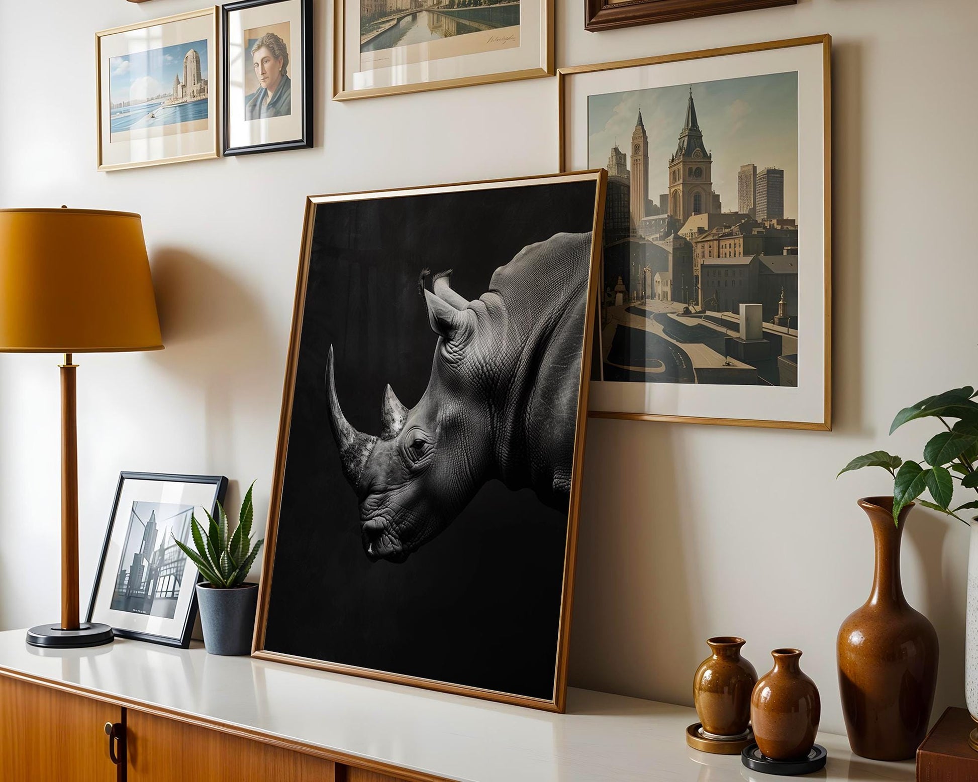 Wildlife Poster | Rhino Print | Minimalist Black & White Safari Photography wall art print, minimalist black and white poster, modern Scandinavian wall decor, Monohaus