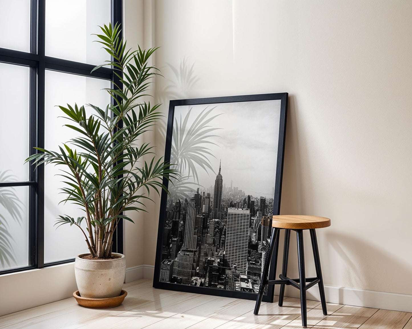 Designer Wall Art | Empire State Building Print | Black & White NYC Skyline Photography wall art print, black and white architectural poster, minimalist modern Scandinavian wall decor, Monohaus