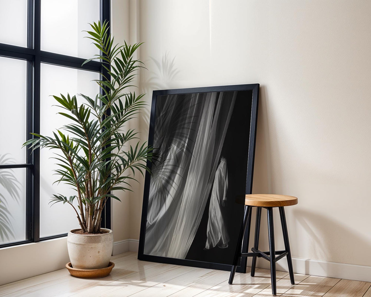 Minimal Wall Art Abstract Fabric Drape Print | Black & White Minimalist Photography abstract wall art print, geometric minimalist poster, modern Scandinavian decor, Monohaus