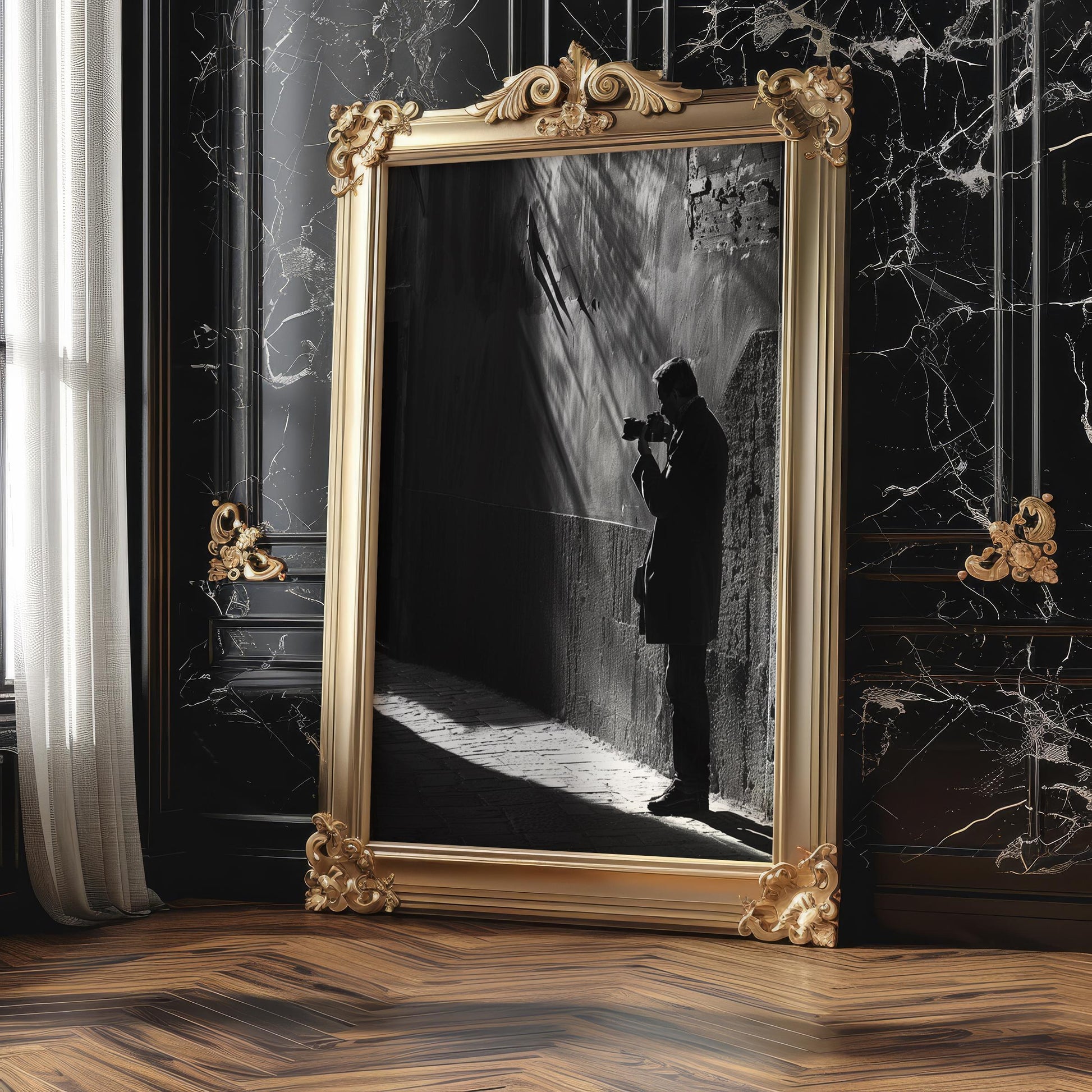 Urban Photography | Photographer Silhouette Minimal Black & White Street Scene black and white photo print, minimalist monochrome wall art poster for modern interiors, Monohaus