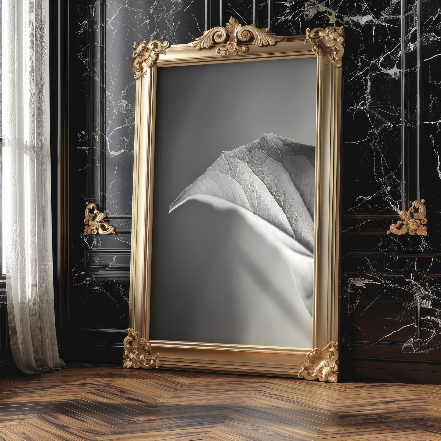 Botanical Photo | Minimalist Leaf Print | Black and White Macro Photography wall art print, minimalist black and white poster, modern Scandinavian wall decor, Monohaus