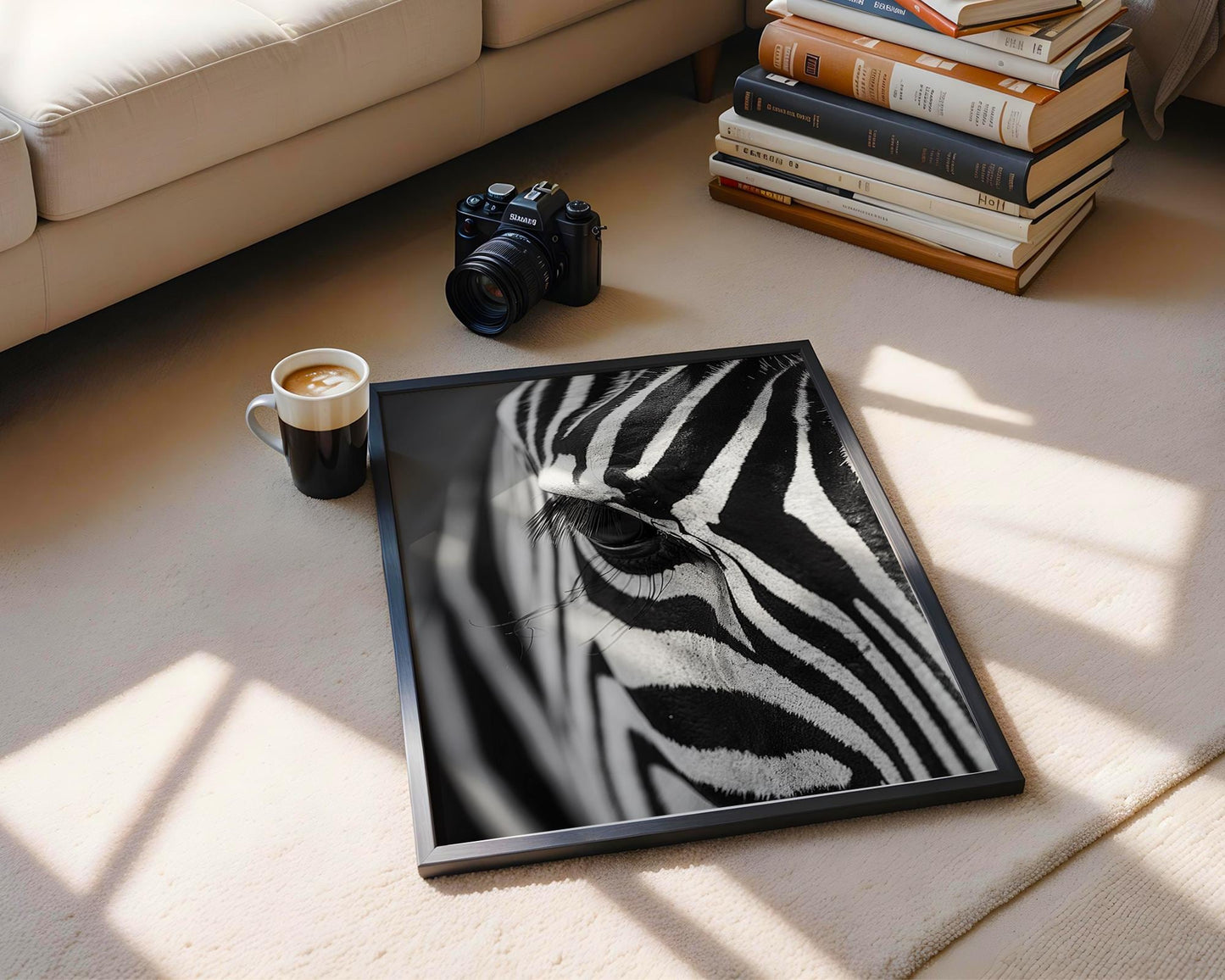 Wildlife Poster | Zebra Eye Print • Black & White Safari Photography, Scandi Wall Art wall art print, minimalist black and white poster, modern Scandinavian wall decor, Monohaus