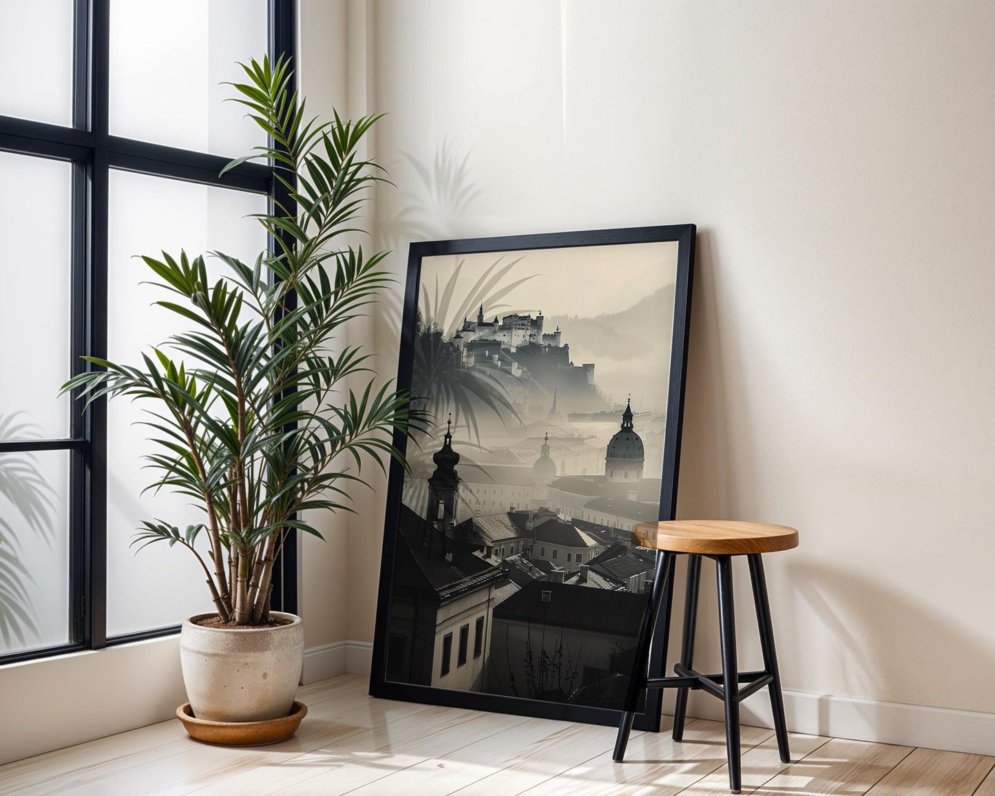 World Landmark | Salzburg Fortress Print | Misty Cityscape Photography, European Wall Art