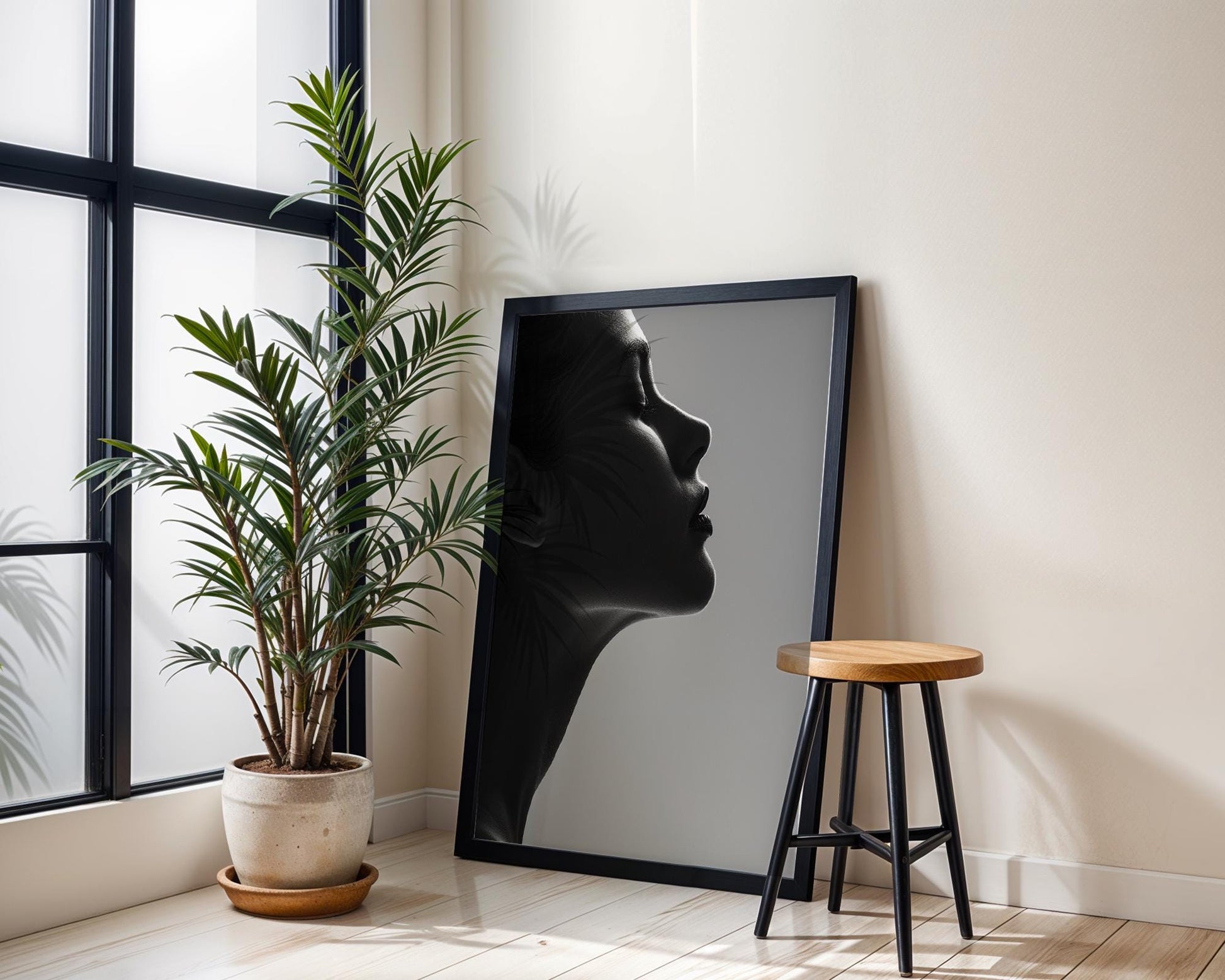 Minimal Wall Art | Serenity | Black and White Portrait Photography wall art print, minimalist black and white poster, modern Scandinavian wall decor, Monohaus