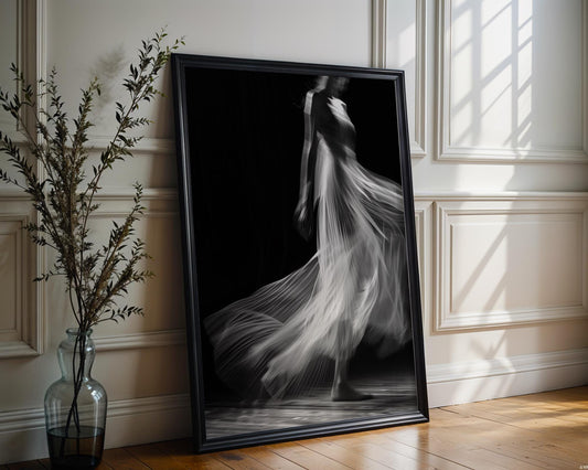 Minimal Wall Art Grace in Motion | Black and White Dance Photography wall art print, minimalist black and white poster, modern Scandinavian wall decor, Monohaus