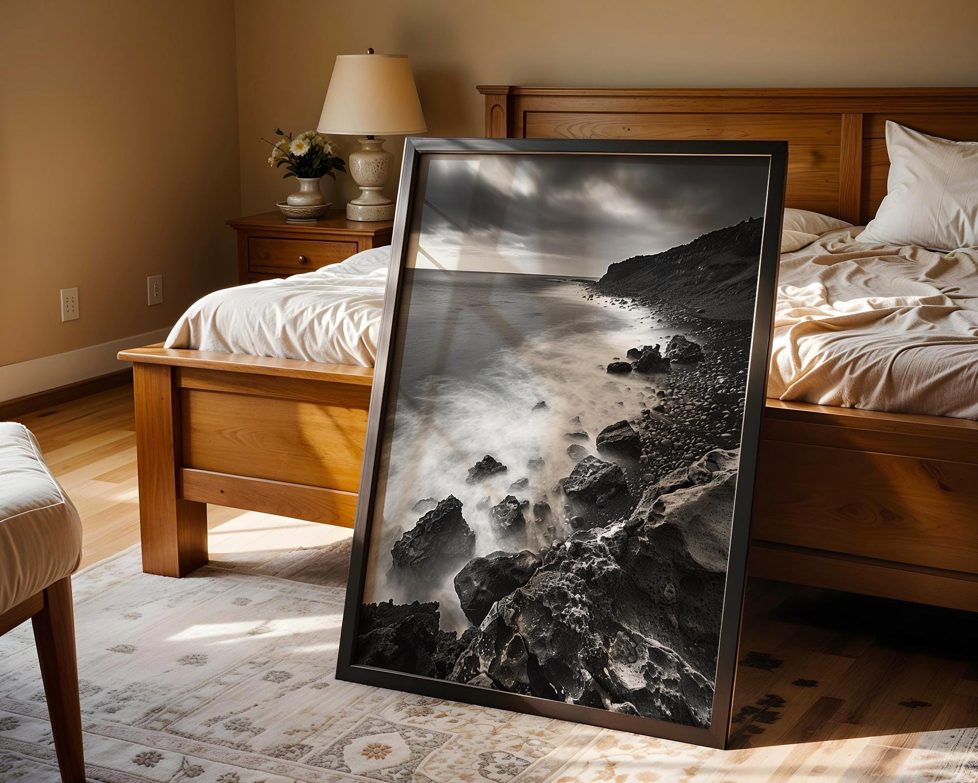 World Landmark | Iceland Seascape Photography Print | Reykjanes Peninsula Black and White Wall Art wall art print, minimalist black and white poster, modern Scandinavian wall decor, Monohaus