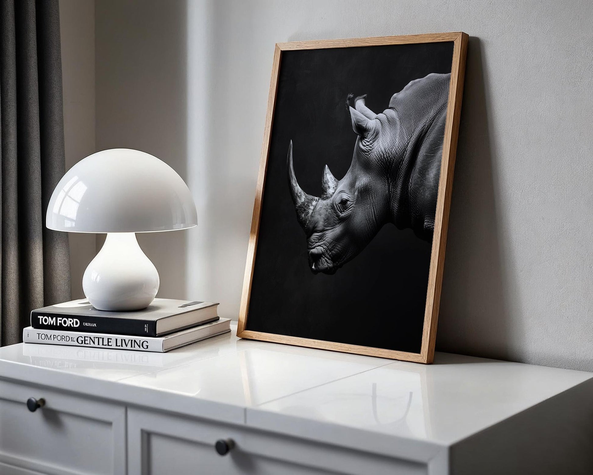Wildlife Poster | Rhino Print | Minimalist Black & White Safari Photography wall art print, minimalist black and white poster, modern Scandinavian wall decor, Monohaus