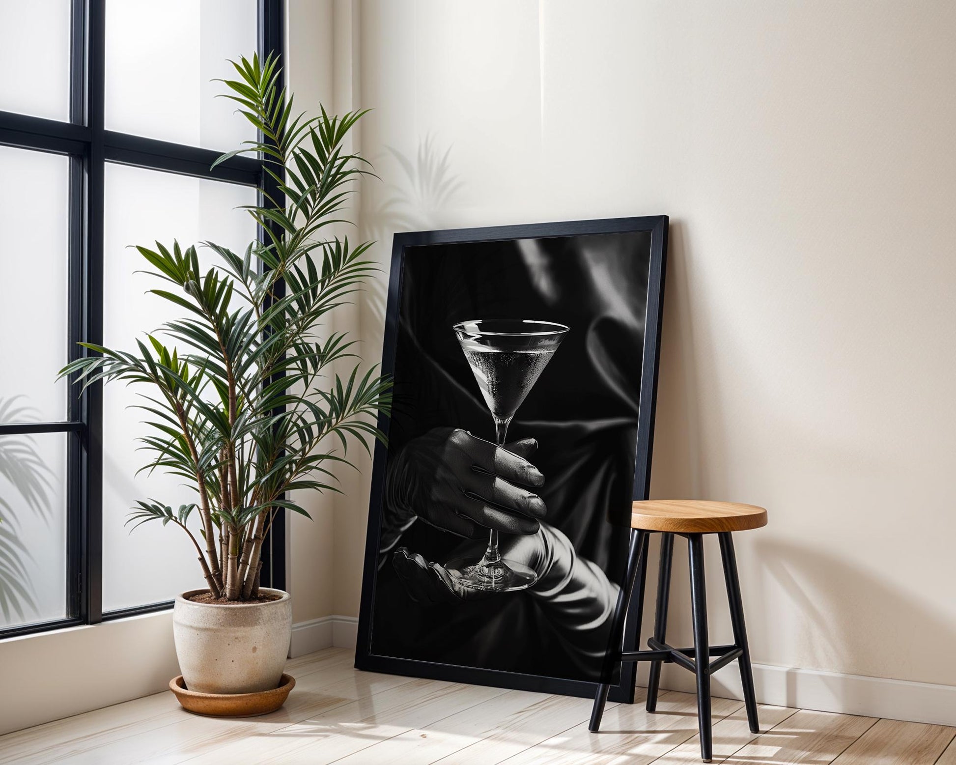 Minimal Wall Art Martini Art Print | Glamour Black and White Photography wall art print, minimalist black and white poster, modern Scandinavian wall decor, Monohaus