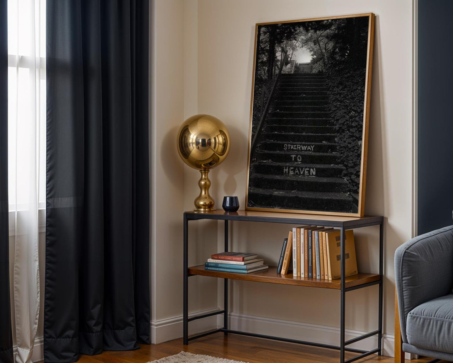 Designer Wall Art | Stairway to Heaven Photography Print | Minimalist Home Decor wall art print, minimalist black and white poster, modern Scandinavian wall decor, Monohaus