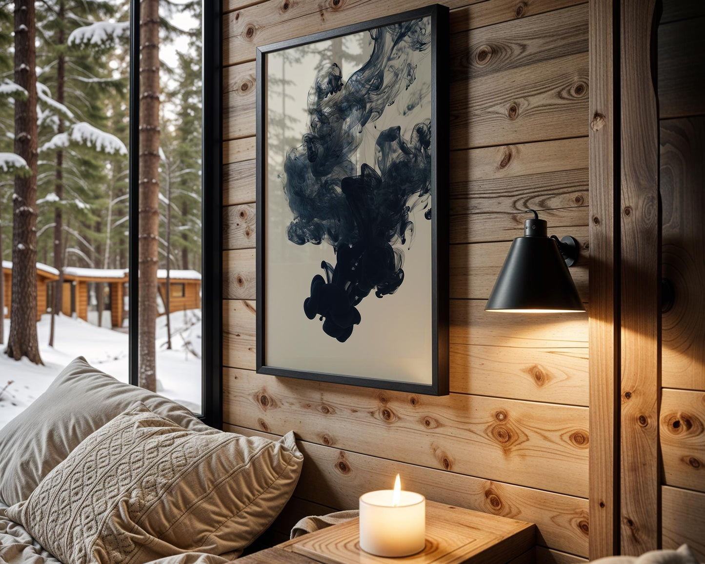 Minimal Wall Art Black Ink Smoke Art Print | Minimalist Abstract Photography abstract wall art print, geometric minimalist poster, modern Scandinavian decor, Monohaus