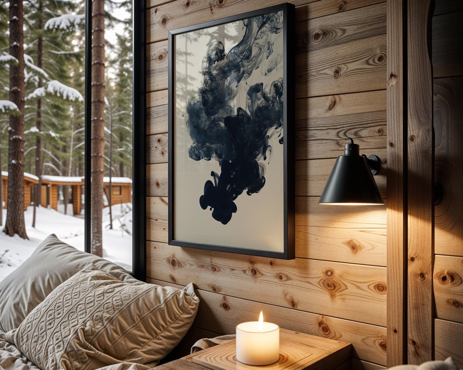 Minimal Wall Art Black Ink Smoke Art Print | Minimalist Abstract Photography abstract wall art print, geometric minimalist poster, modern Scandinavian decor, Monohaus