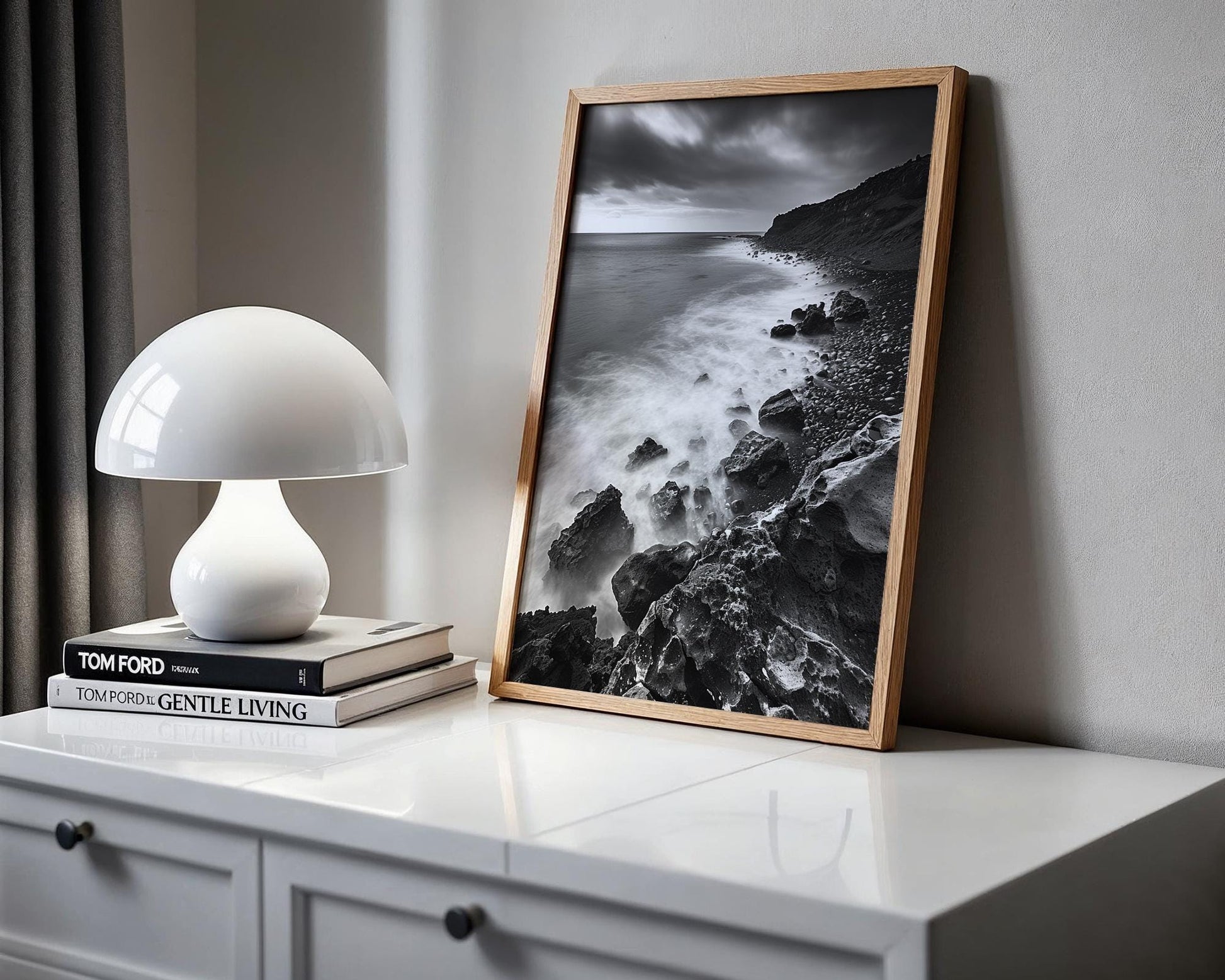 World Landmark | Iceland Seascape Photography Print | Reykjanes Peninsula Black and White Wall Art wall art print, minimalist black and white poster, modern Scandinavian wall decor, Monohaus