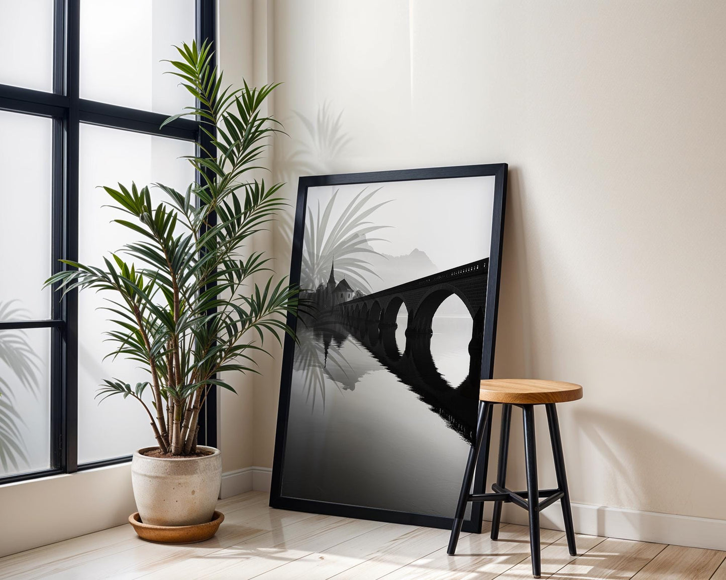 World Landmark | Lucerne Bridge Print | Swiss Black and White Photography, Minimalist Wall Art wall art print, minimalist black and white poster, modern Scandinavian wall decor, Monohaus