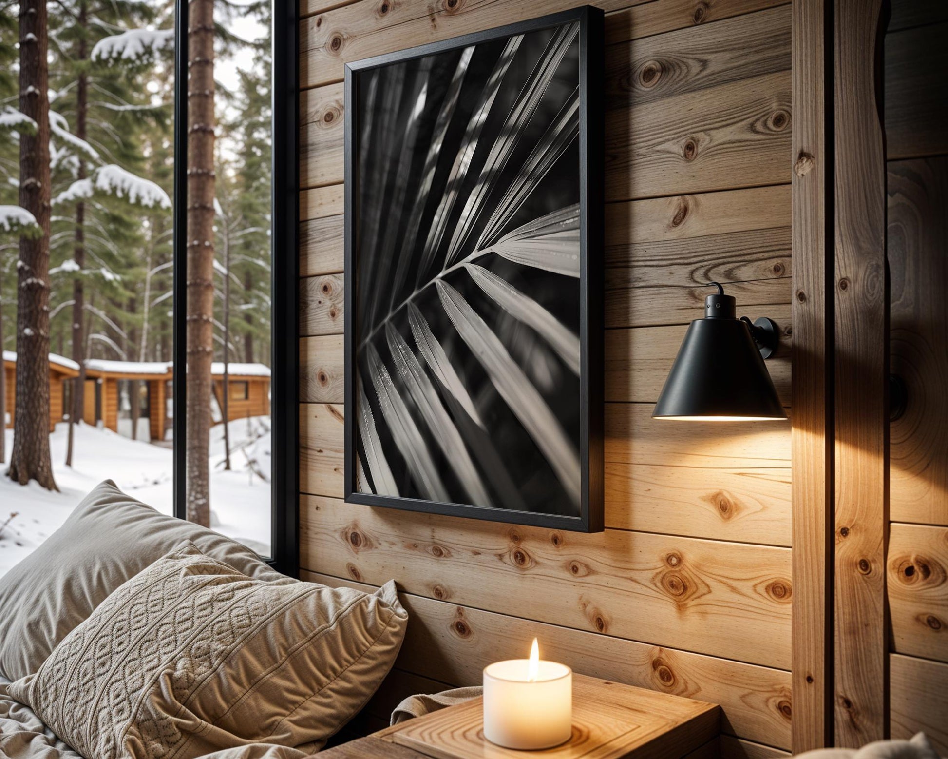 Botanical Photo | Palm Leaf Art Print | Monochrome Tropical Wall Decor wall art print, minimalist black and white poster, modern Scandinavian wall decor, Monohaus