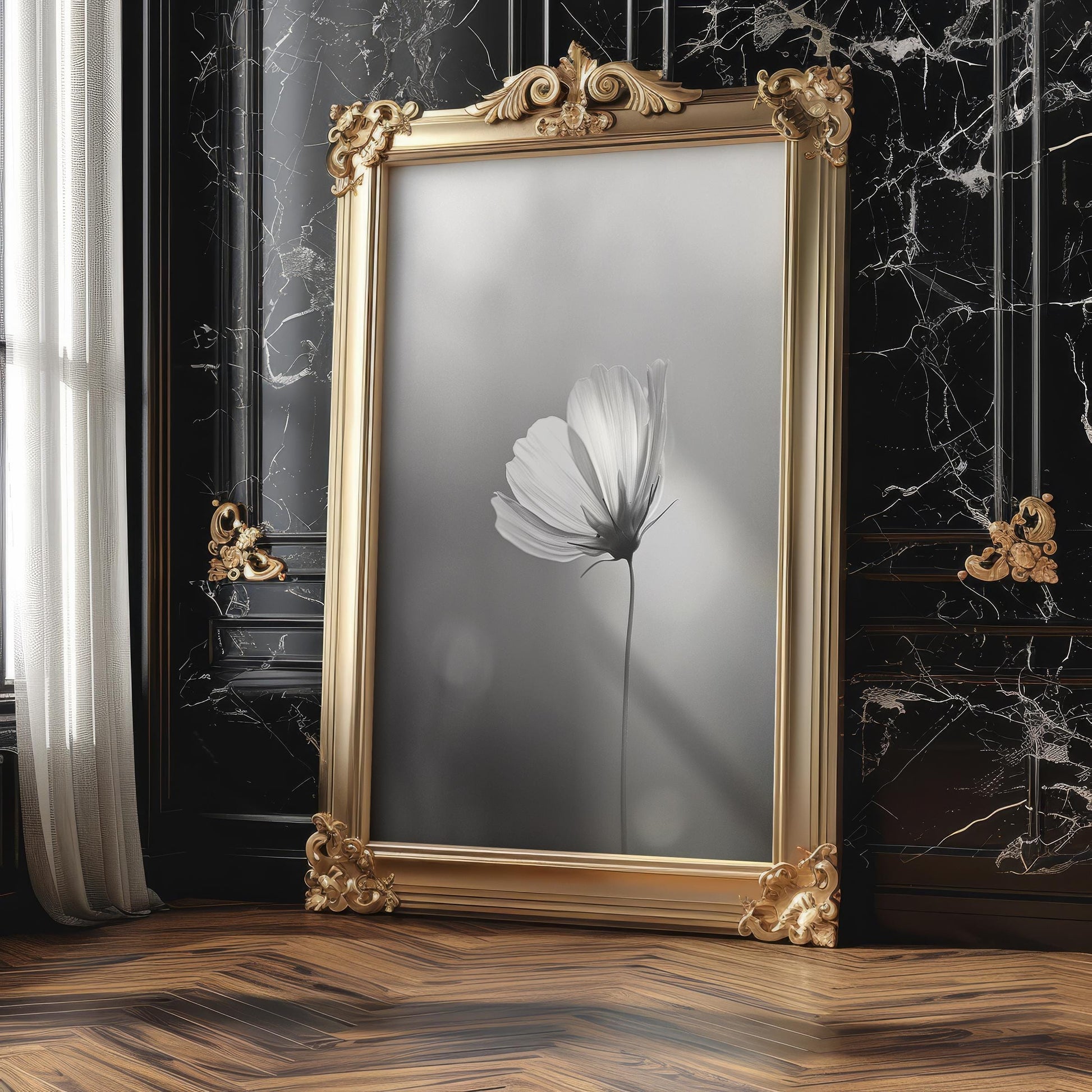 Botanical Photo | Minimalist Flower Art Print | Black and White  Poster wall art print, minimalist black and white poster, modern Scandinavian wall decor, Monohaus