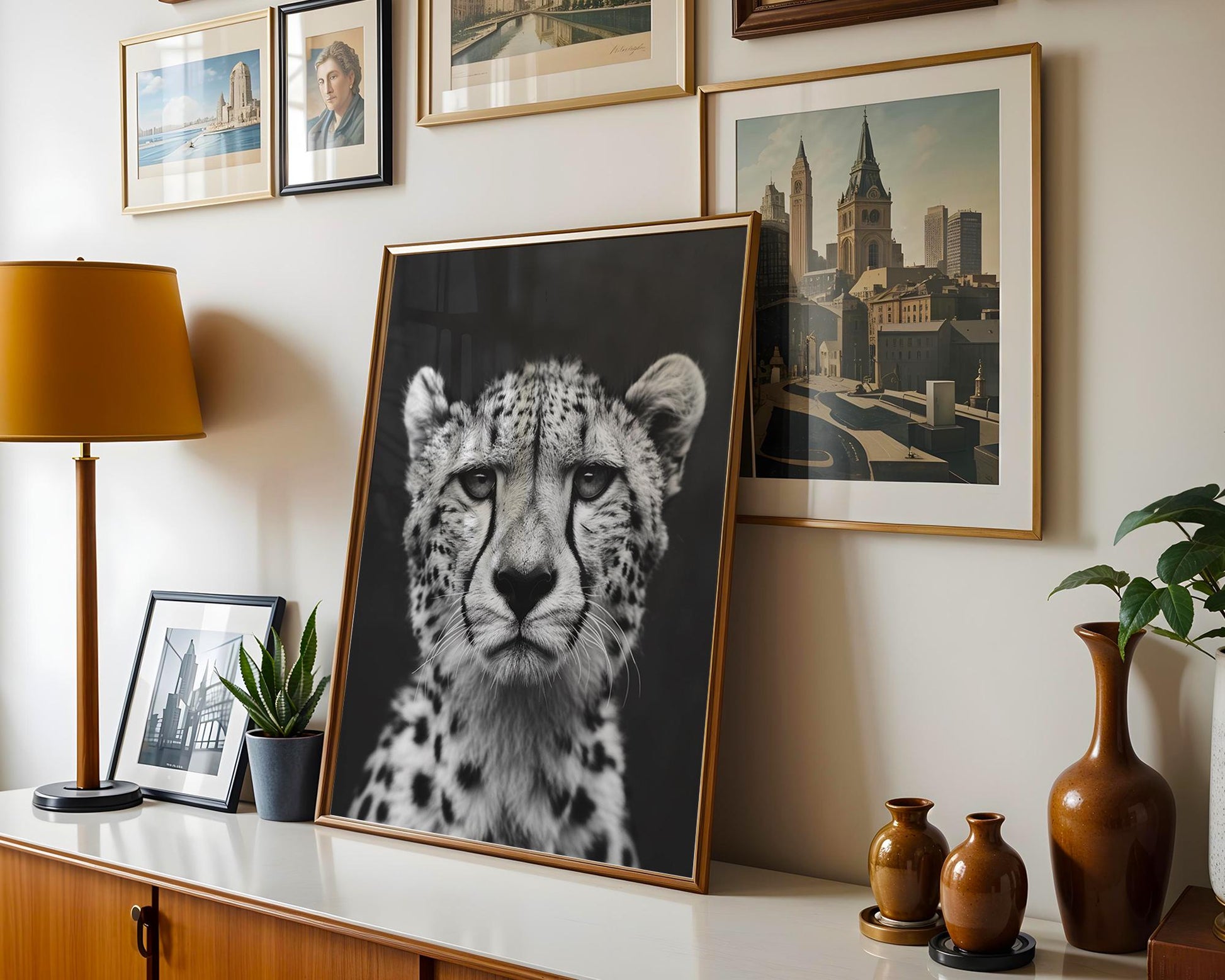 Wildlife Poster | Cheetah Portrait Print • Black & White Safari Photography, Minimal Scandi Wall Art wall art print, minimalist black and white poster, modern Scandinavian wall decor, Monohaus