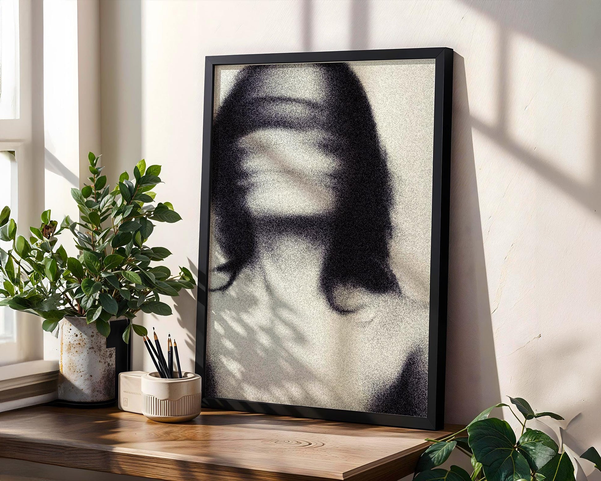 Minimal Wall Art Abstract Motion Blur Portrait | Black And White Grainy Poster abstract wall art print, geometric minimalist poster, modern Scandinavian decor, Monohaus