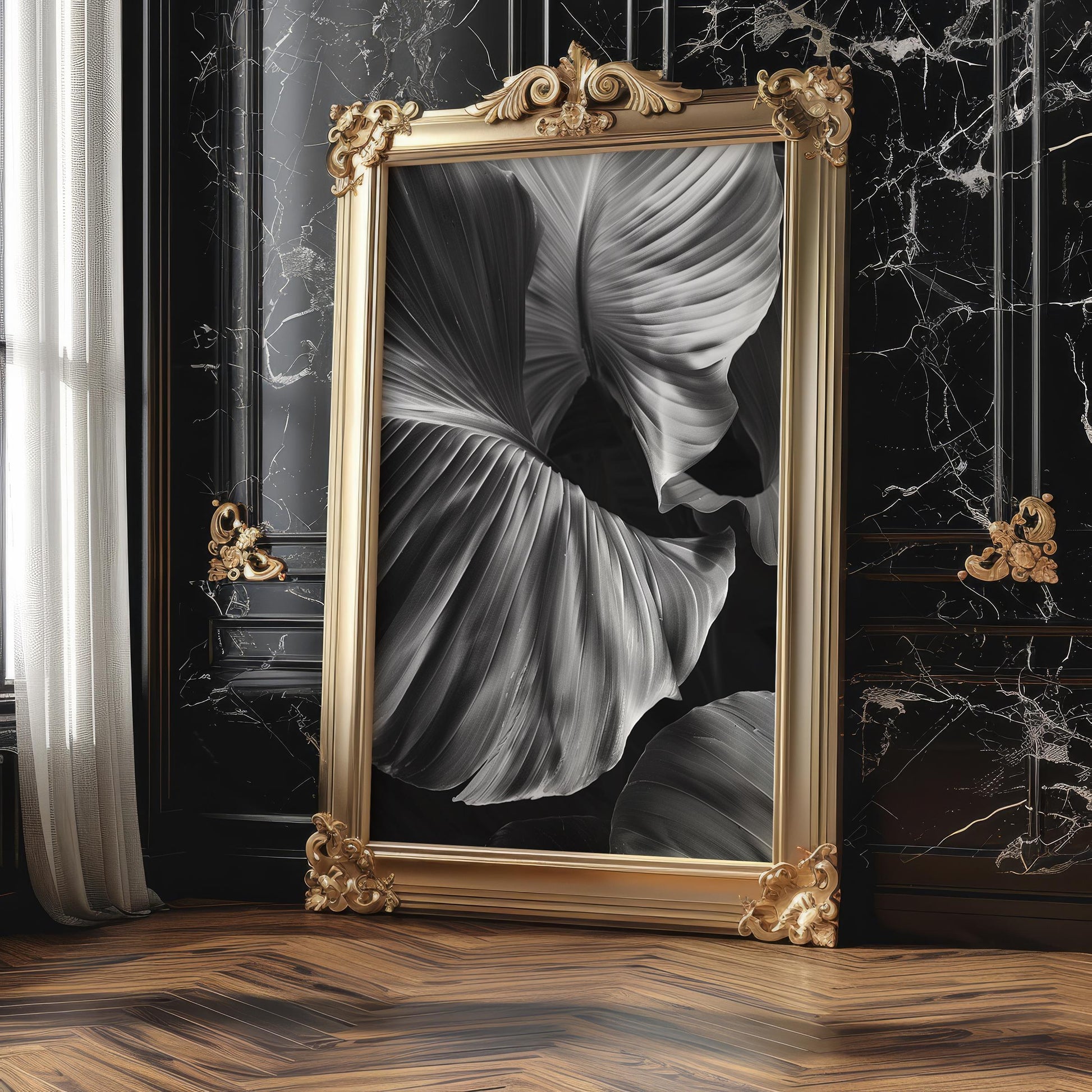 Botanical Photo | Abstract Oversized Leaf Print | Minimal Wall Art Black & White abstract wall art print, geometric minimalist poster, modern Scandinavian decor, Monohaus