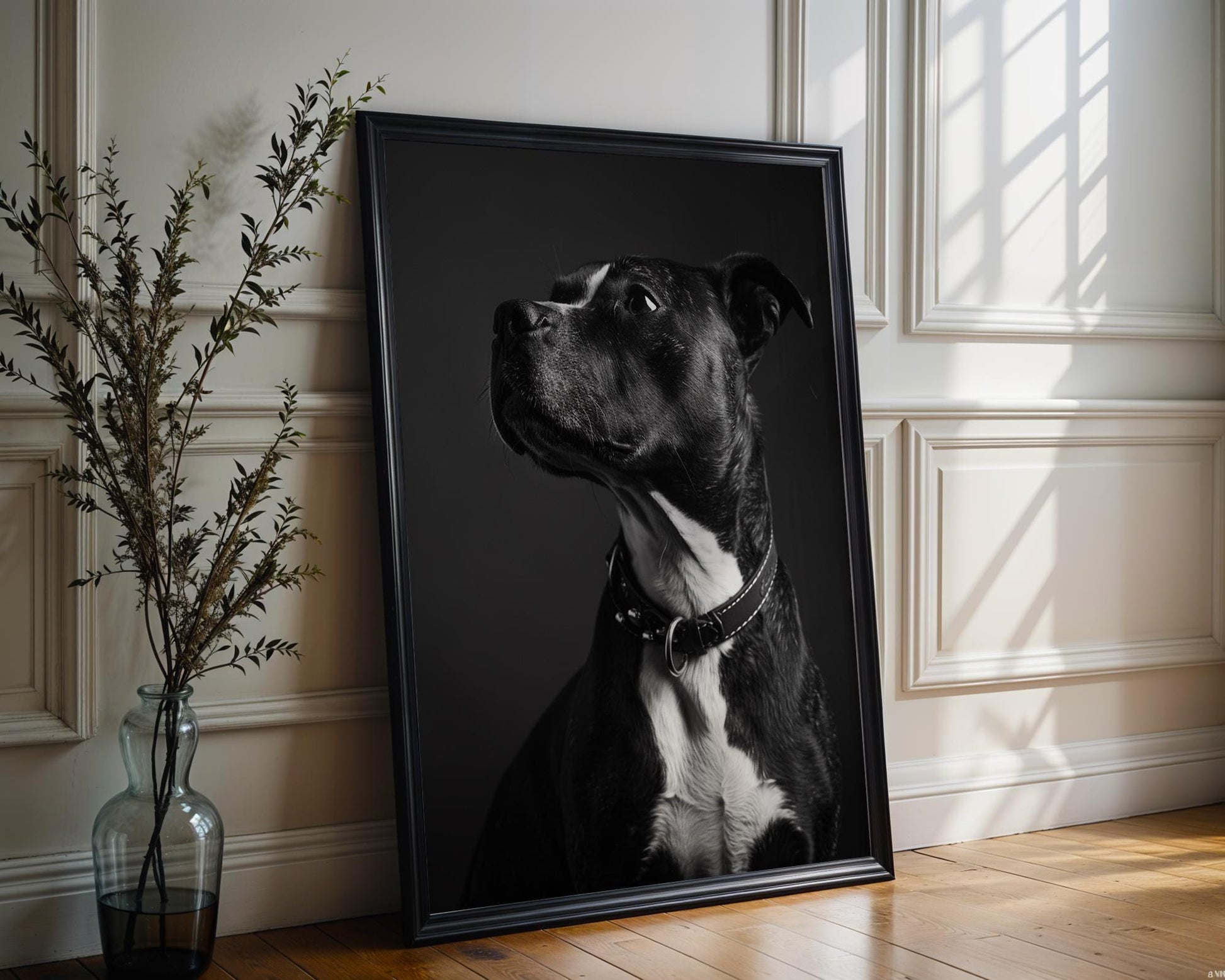 Dog Photography Pitbull Portrait Print | Black and White , Modern Home Decor wall art print, minimalist black and white poster, modern Scandinavian wall decor, Monohaus
