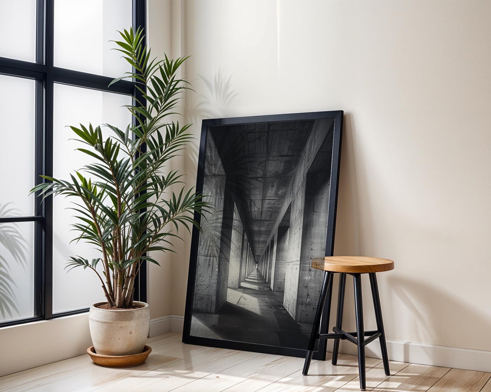 Urban Photography | Concrete Columns Print | Black and White Architecture Photography wall art print, black and white architectural poster, minimalist modern Scandinavian wall decor, Monohaus