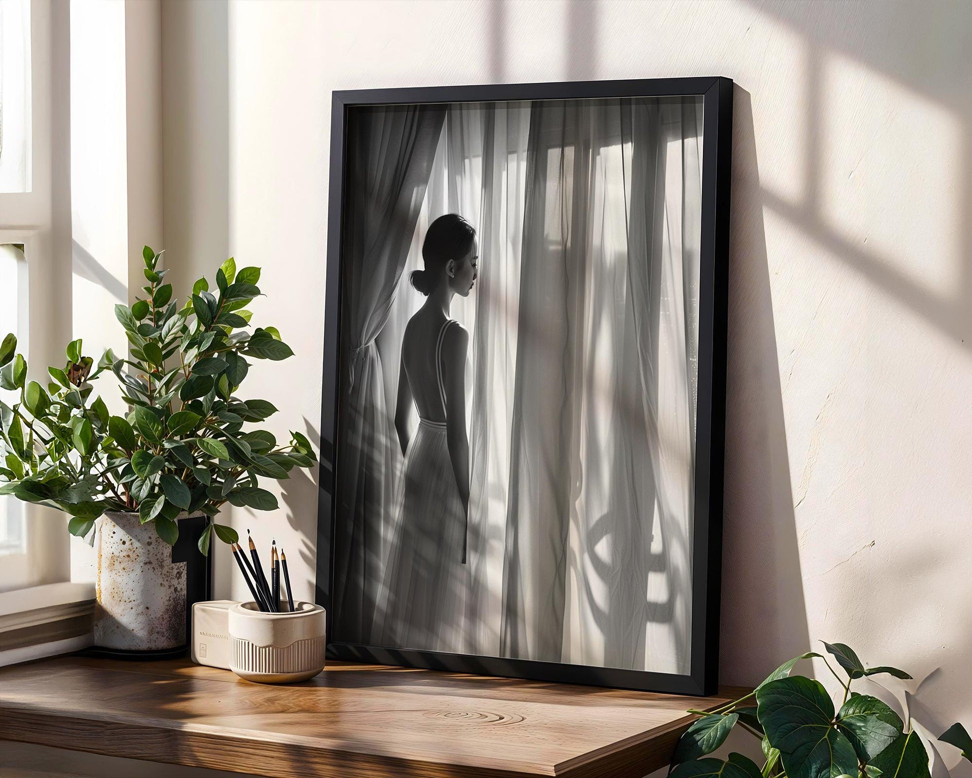 Minimal Wall Art Elegant Woman Black and White Photography Print | Scandi Bedroom Decor wall art print, minimalist black and white poster, modern Scandinavian wall decor, Monohaus