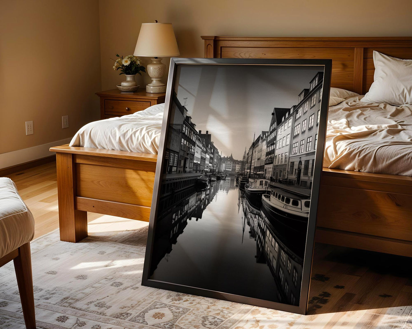 World Landmark | Copenhagen Photography Print | Nyhavn Canal Black and White Wall Art wall art print, minimalist black and white poster, modern Scandinavian wall decor, Monohaus