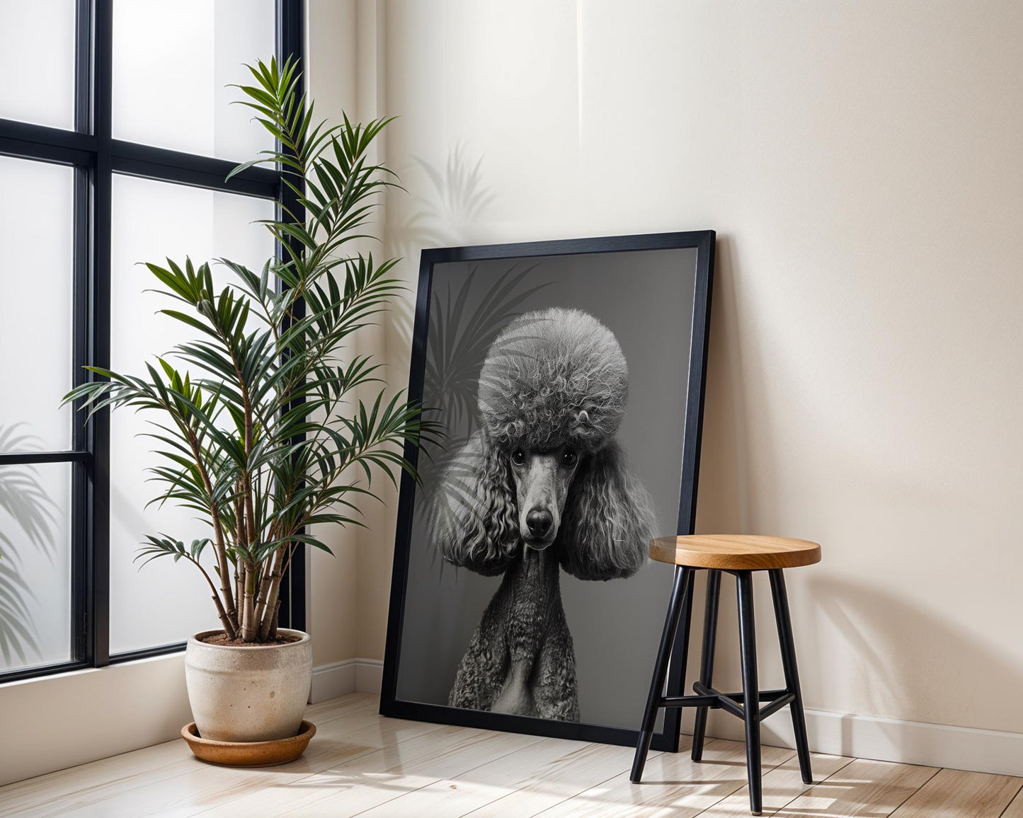 Dog Photography Modern Poodle Print | Black and White , Minimalist Poster wall art print, minimalist black and white poster, modern Scandinavian wall decor, Monohaus