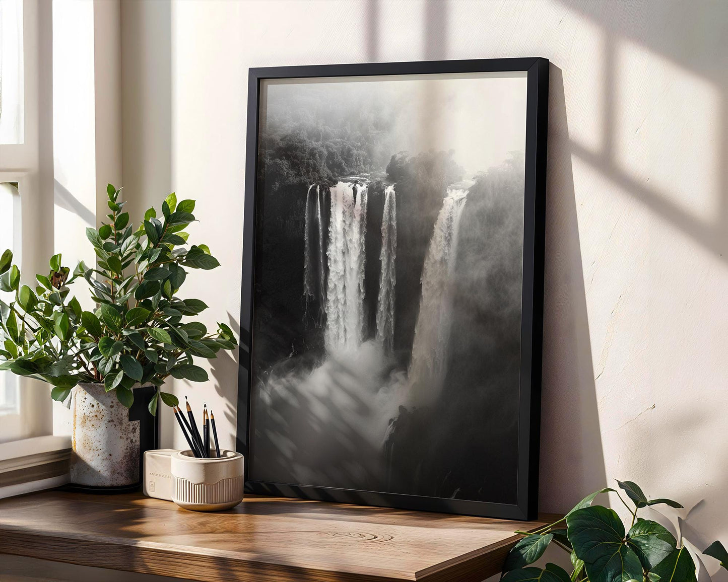 World Landmark | Iguazu Falls Print | Black and White Minimalist Photography wall art print, minimalist black and white poster, modern Scandinavian wall decor, Monohaus