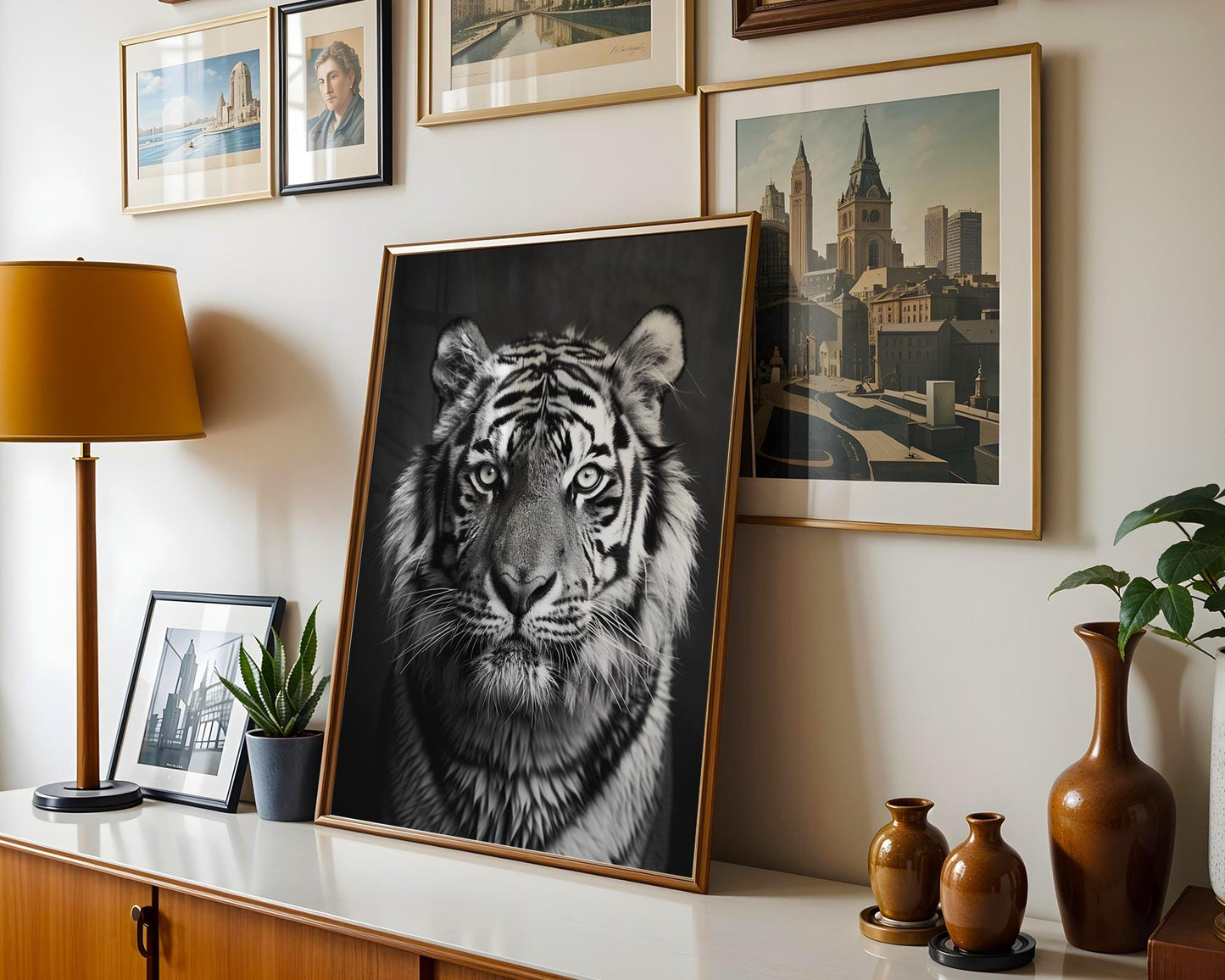 Wildlife Poster | Black & White Tiger Portrait | Minimalist Animal Art Print wall art print, minimalist black and white poster, modern Scandinavian wall decor, Monohaus