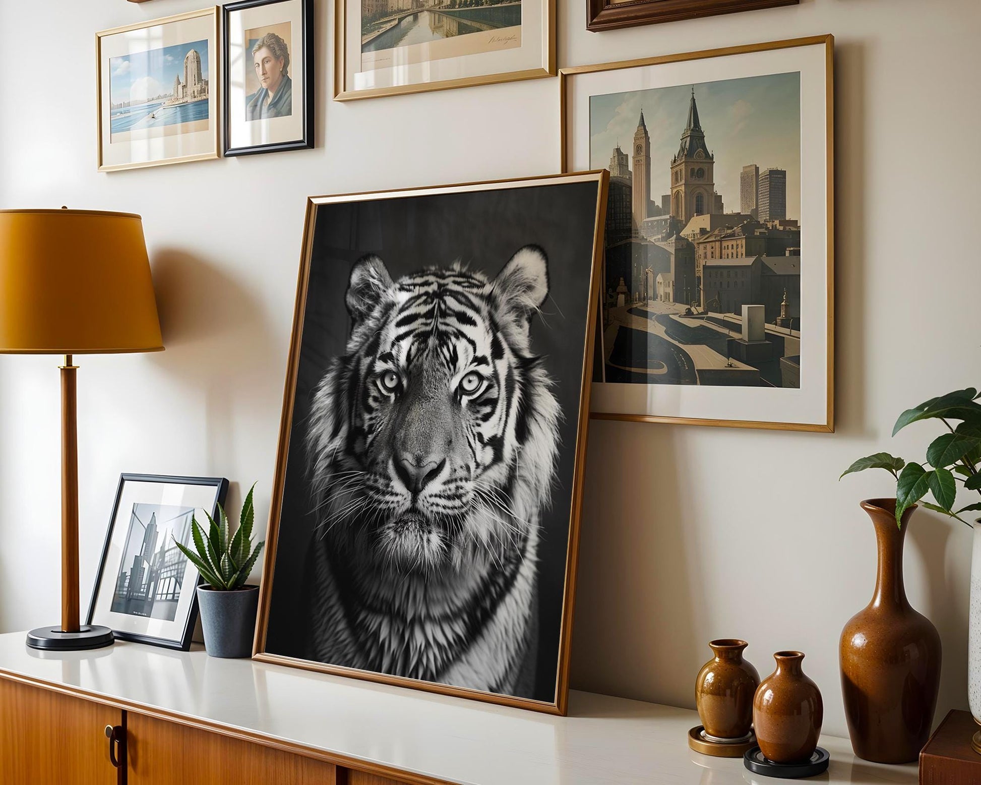 Wildlife Poster | Black & White Tiger Portrait | Minimalist Animal Art Print wall art print, minimalist black and white poster, modern Scandinavian wall decor, Monohaus