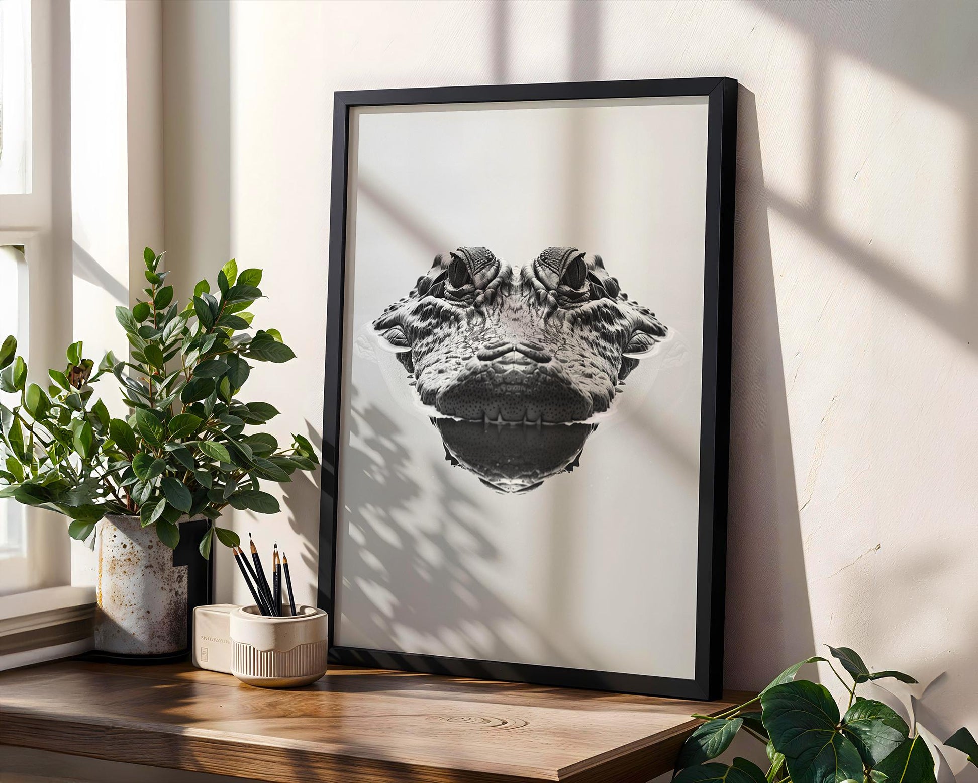 Wildlife Poster | Crocodile Photography Print | Minimalist Black & White  Art wall art print, minimalist black and white poster, modern Scandinavian wall decor, Monohaus