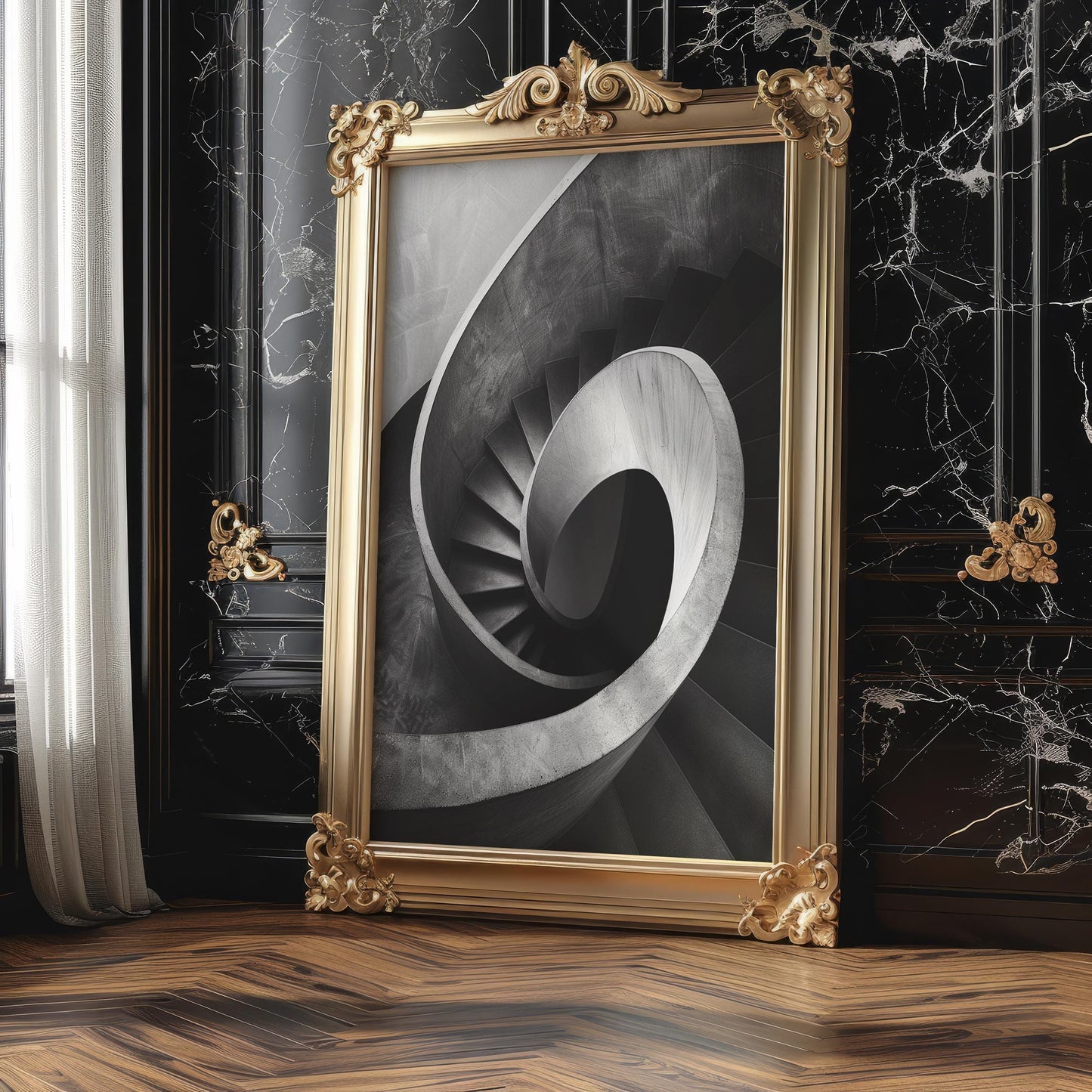 Minimal Wall Art Curved Symmetry | Black and White Urban Architecture Photography wall art print, black and white architectural poster, minimalist modern Scandinavian wall decor, Monohaus