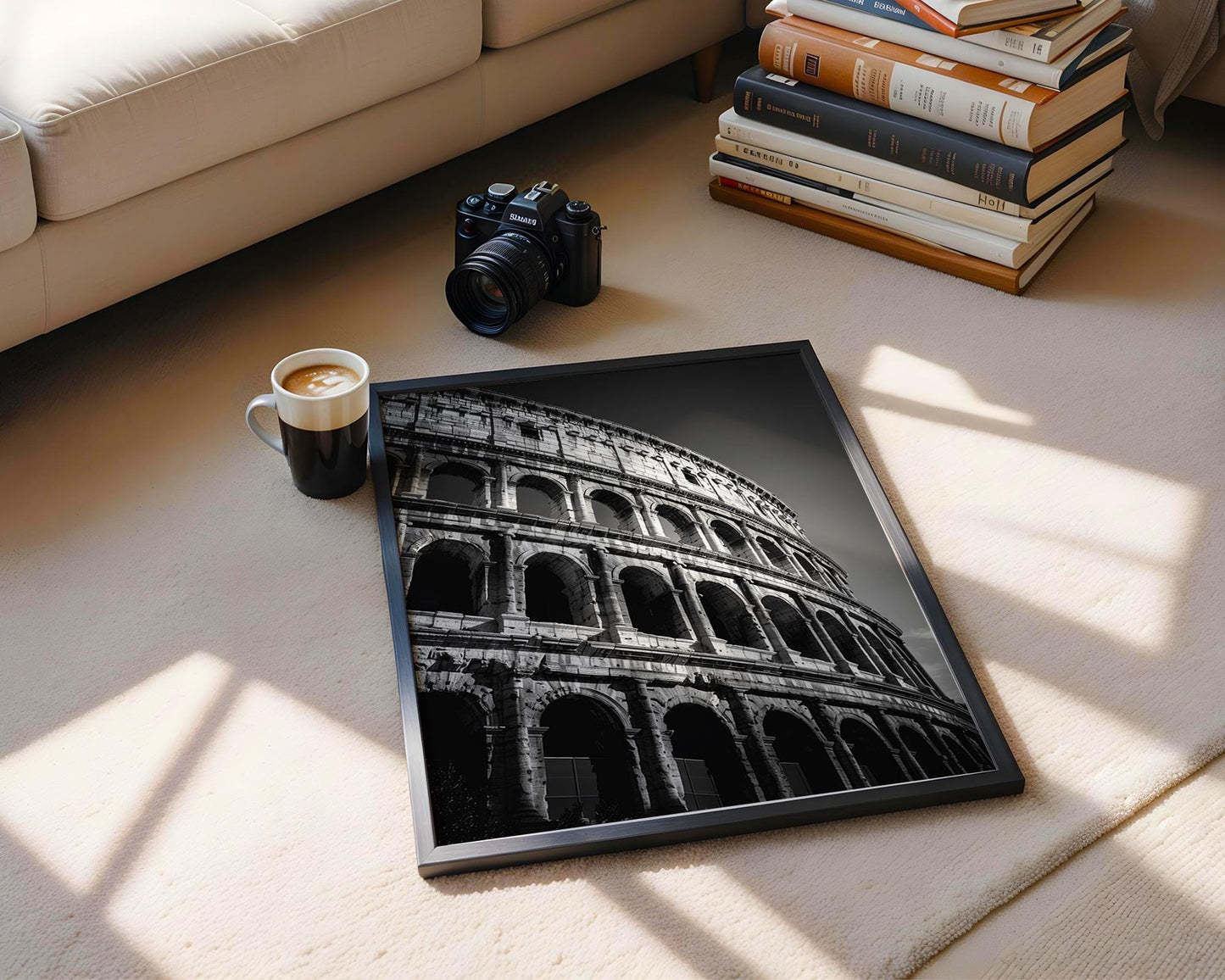 World Landmark | Rome Colosseum Photography Print | Black and White Ancient Architecture