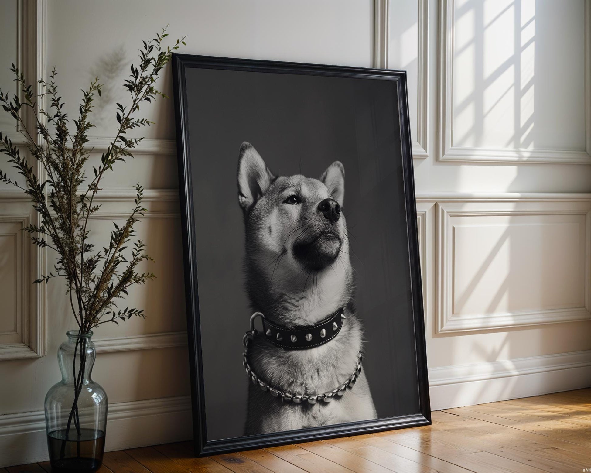 Dog Photography Shiba Inu Print | Black and White Pet Photo, Modern Poster wall art print, minimalist black and white poster, modern Scandinavian wall decor, Monohaus