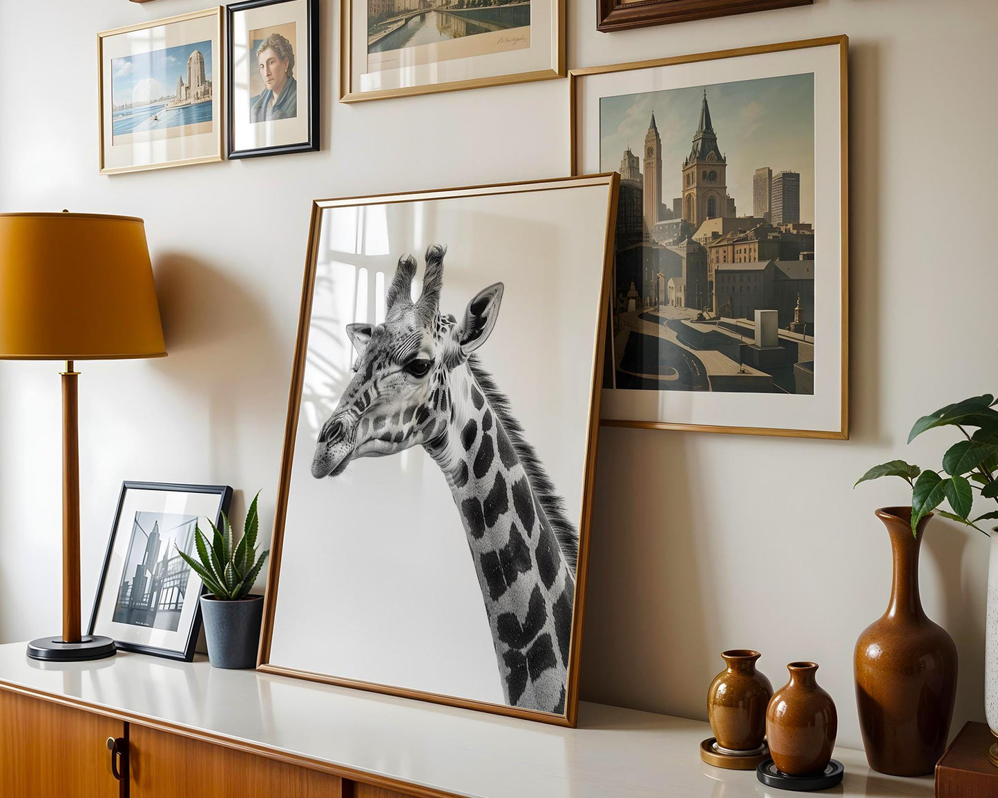 Wildlife Poster | Giraffe Portrait Print | Minimalist Black & White Photography wall art print, minimalist black and white poster, modern Scandinavian wall decor, Monohaus