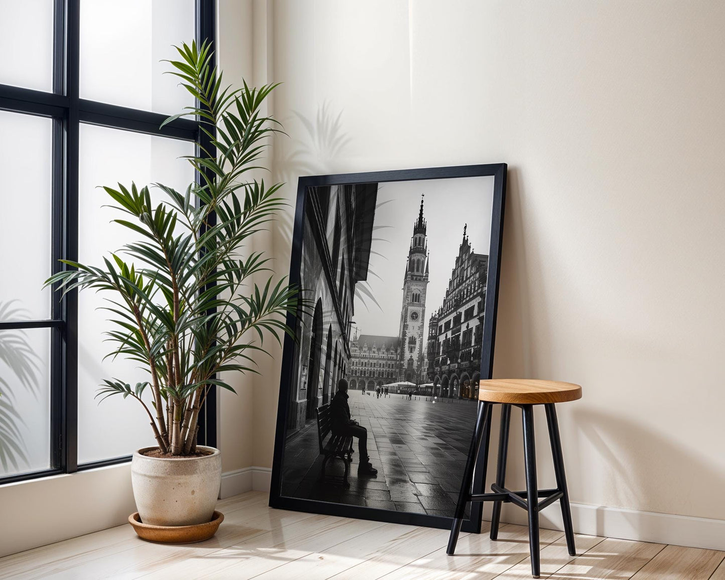 World Landmark | Marienplatz Munich Print | Black and White Architecture Photography