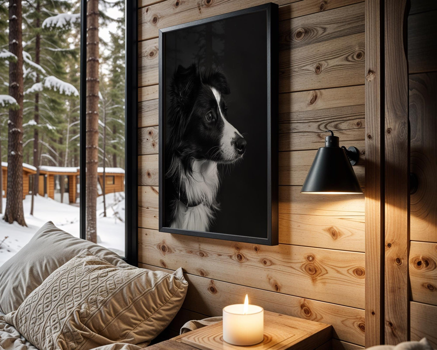 Dog Photography Border Collie Print | Black and White Pet Portrait, Modern Pet Home Decor wall art print, minimalist black and white poster, modern Scandinavian wall decor, Monohaus