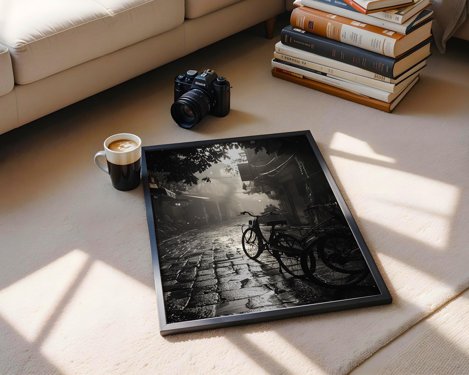 World Landmark | Hanoi Bicycle Alley Print | Black & White Photography, Travel Poster wall art print, minimalist black and white poster, modern Scandinavian wall decor, Monohaus