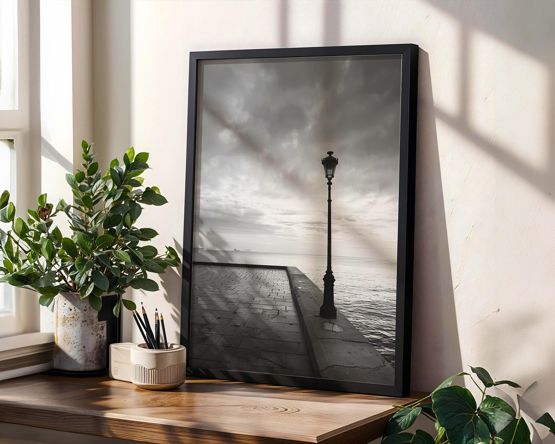 World Landmark | Thessaloniki Greece Black & White Seascape Photography | Coastal Wall Art wall art print, minimalist black and white poster, modern Scandinavian wall decor, Monohaus