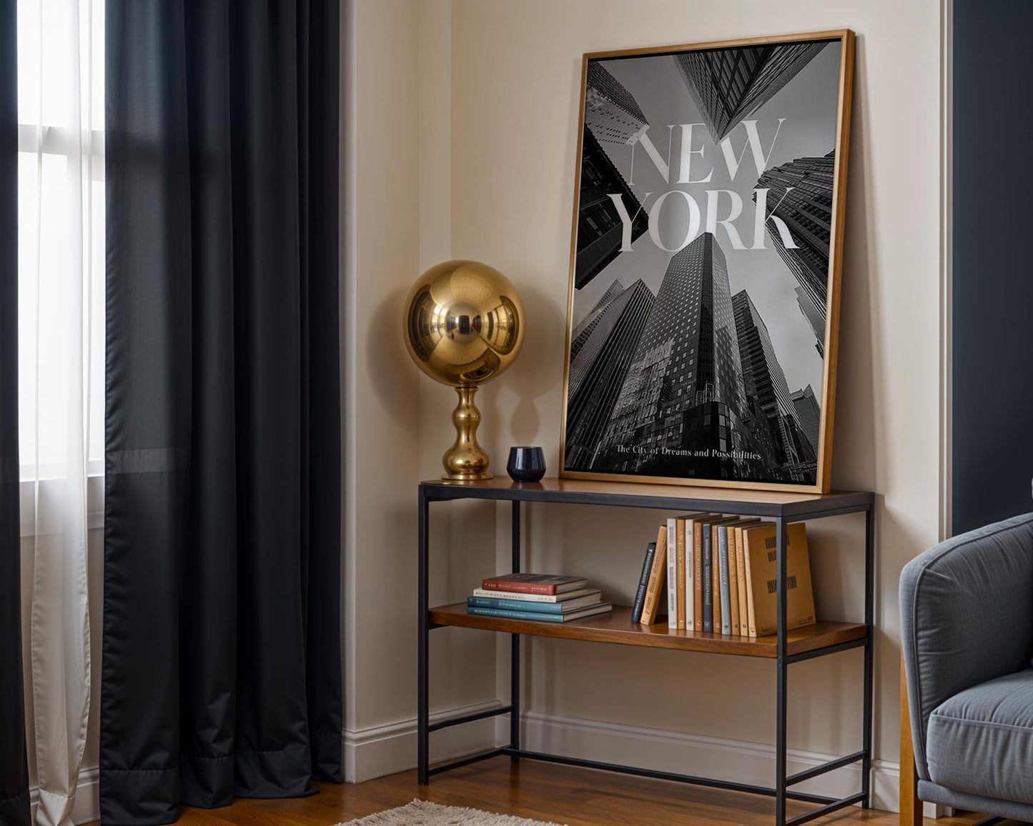 Designer Wall Art | New York City Skyline Print | Minimalist Black and White Architecture wall art print, black and white architectural poster, minimalist modern Scandinavian wall decor, Monohaus