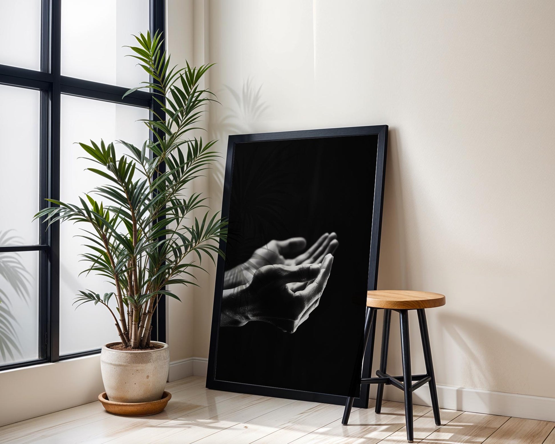 Minimal Wall Art Open Hands Photography | Black and White Fine Art Print wall art print, minimalist black and white poster, modern Scandinavian wall decor, Monohaus