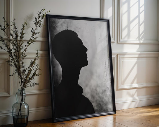 Minimal Wall Art | Black and White Male Portrait |  Monochrome Photography wall art print, minimalist black and white poster, modern Scandinavian wall decor, Monohaus