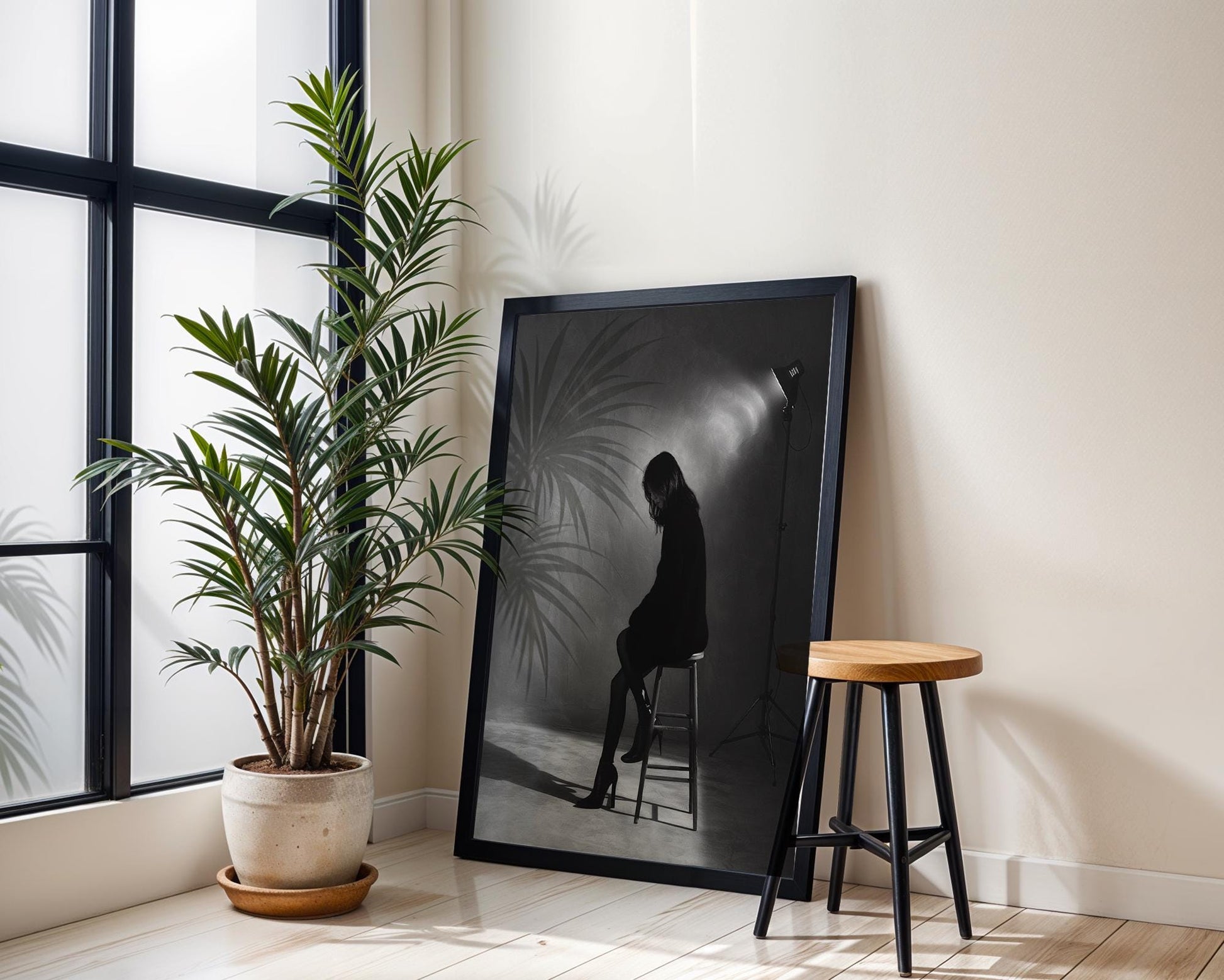 Minimal Wall Art Monochrome Woman Portrait Print | Minimalist Photography, Modern Home Decor wall art print, minimalist black and white poster, modern Scandinavian wall decor, Monohaus