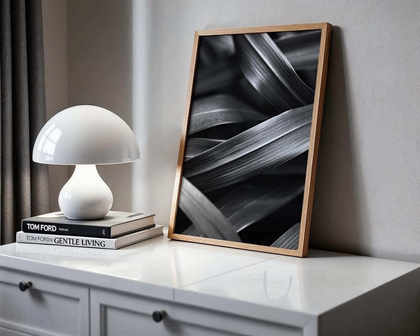 Botanical Photo | Abstract Leaf Macro Photography Print | Black & White Minimal abstract wall art print, geometric minimalist poster, modern Scandinavian decor, Monohaus