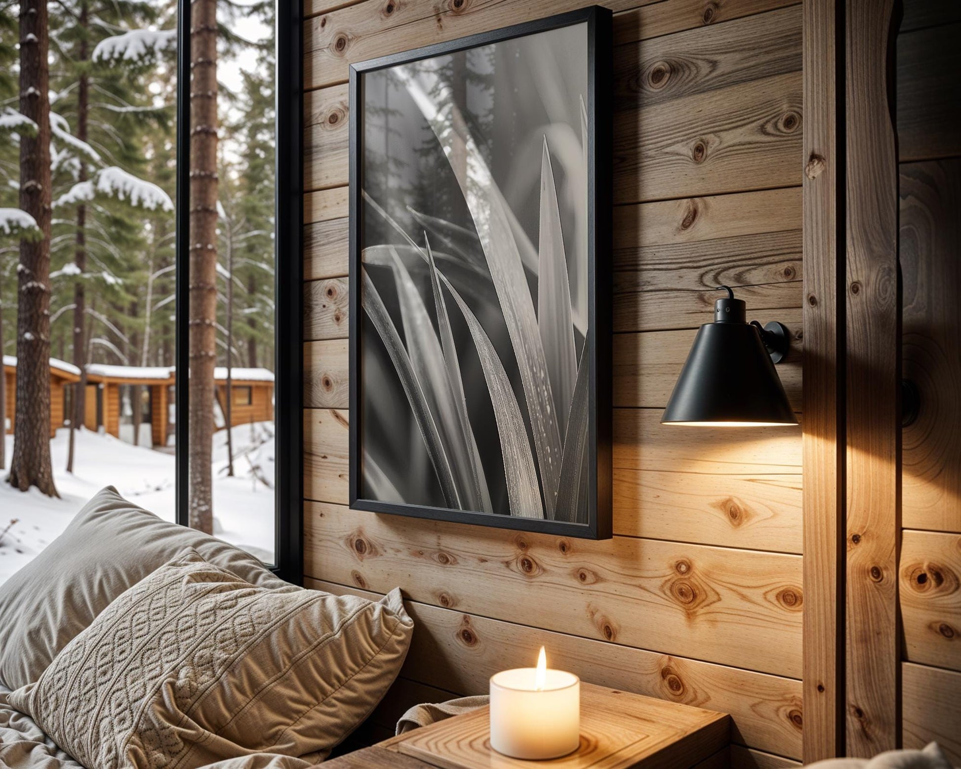 Botanical Photo | Abstract Leaf Macro Photography Print | Black & White Minimal abstract wall art print, geometric minimalist poster, modern Scandinavian decor, Monohaus