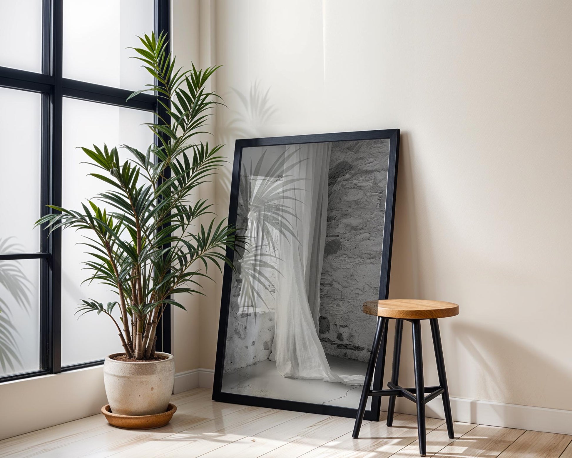 Stone Window Photography Print | Rustic Black and White Wall Art wall art print, minimalist black and white poster, modern Scandinavian wall decor, Monohaus