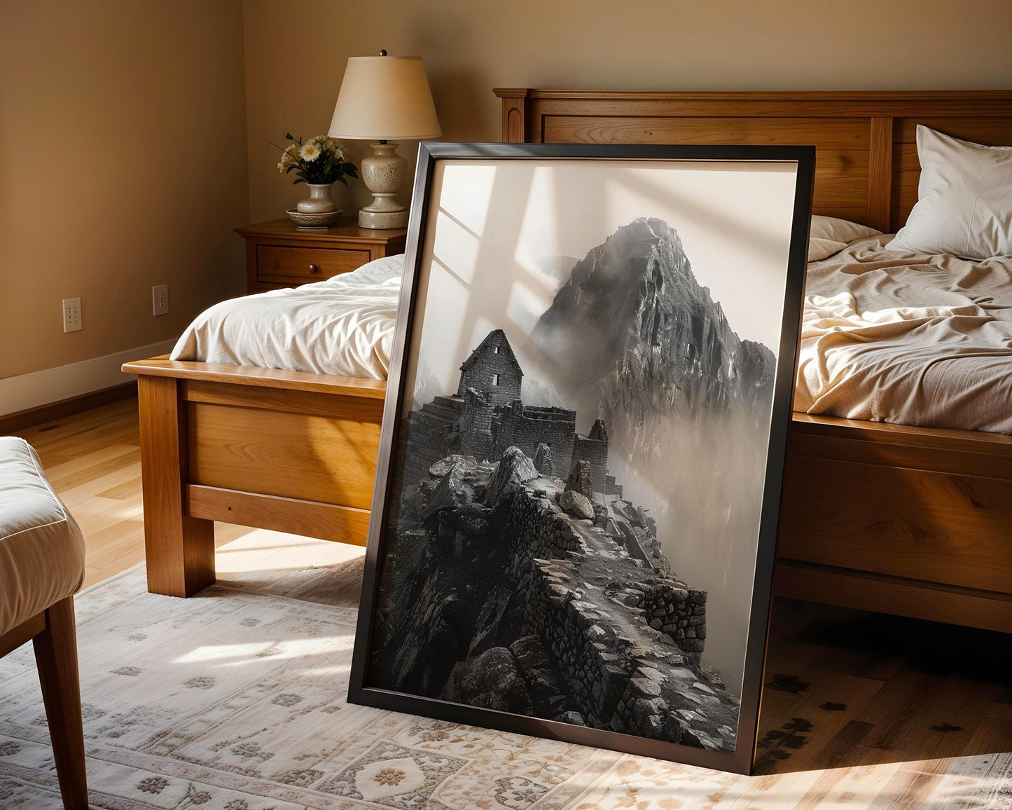 World Landmark | Machu Picchu Print | Black and White Mountain Photography wall art print, minimalist black and white poster, modern Scandinavian wall decor, Monohaus