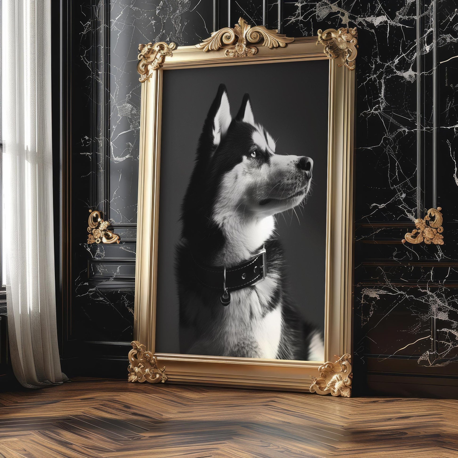 Dog Photography Husky Pet Portrait Print | Black and White Modern Poster wall art print, minimalist black and white poster, modern Scandinavian wall decor, Monohaus